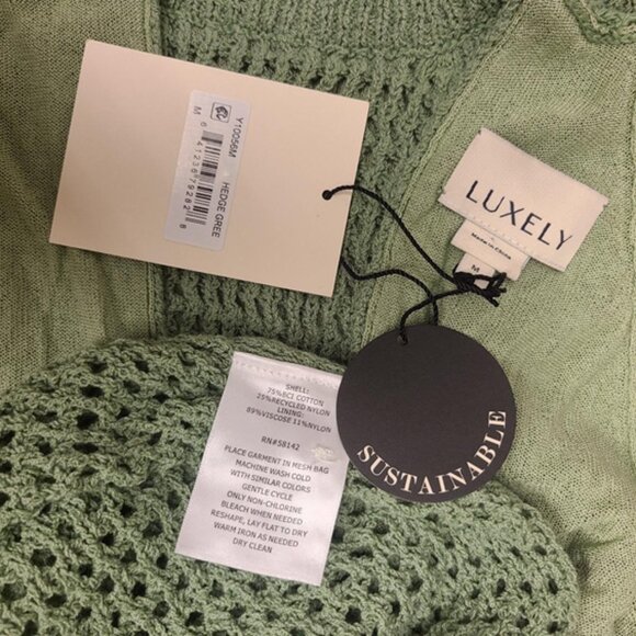 NWT ~ LUXELY "Noah" Sage Green Ribbed Halter Mini Dress ~ Size Medium ~ GAWJUS! - Picture 6 of 6